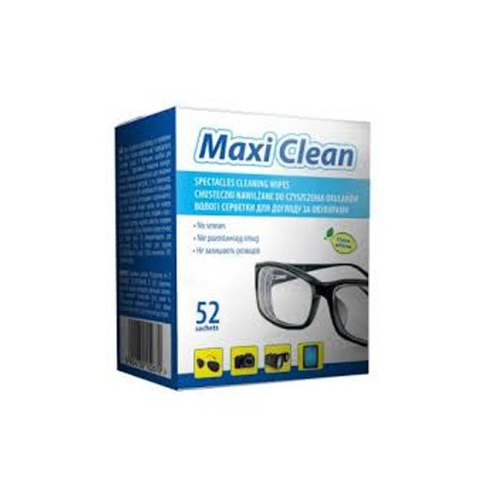MAXI CLEAN Chusteczki nawilżane do czyszczenia okularów, 52 szt