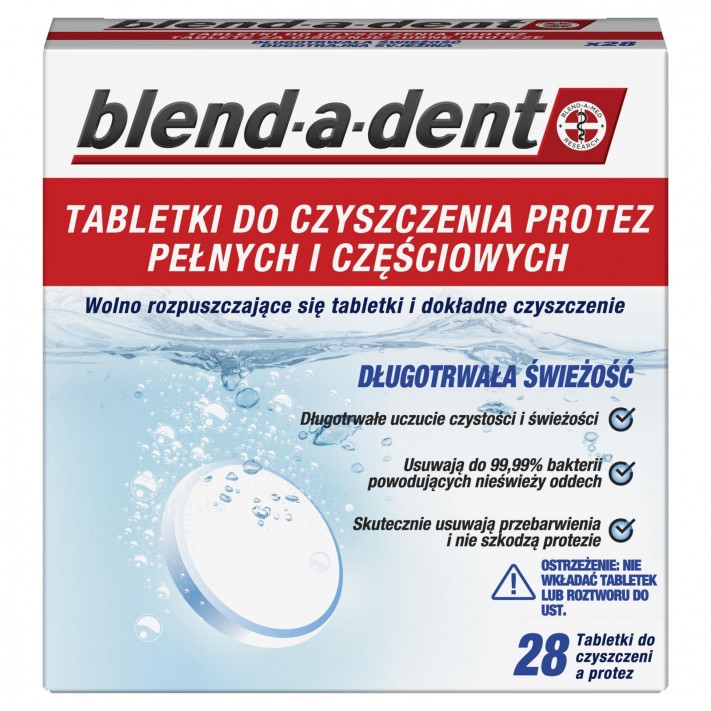 BLEND-A-DENT Tabletki do  czyszczenia protez, 28 szt