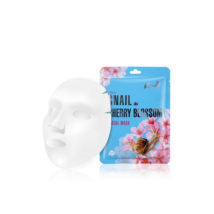 MOODS SNAIL FLOWER Maska w płachcie ze śluzem ślimaka i ekstraktem z kwiatów CHERRY BLOSSOM, 38 ml