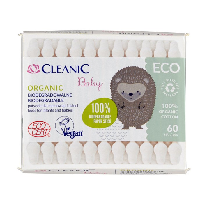 CLEANIC BABY ECO patyczki higieniczne dla dzieci i niemowląt, 60szt 