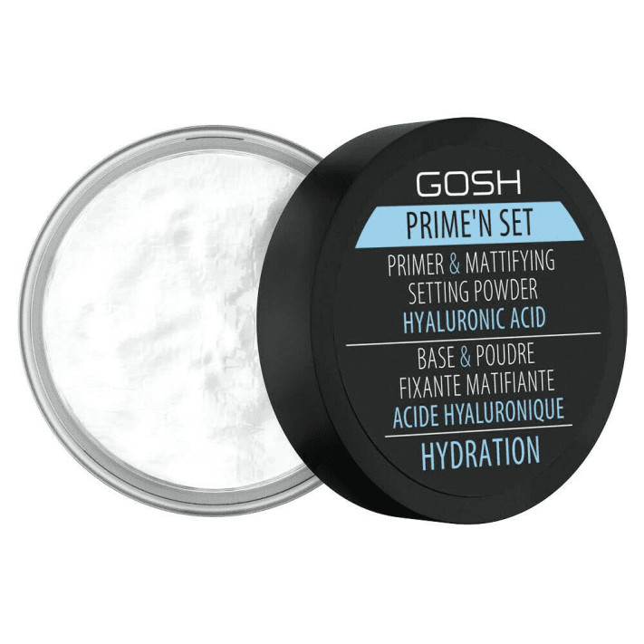 GOSH Prime'n Set Hyaluronic Acid Puder/Baza sypki fiksująco-matujący transparentny  3w1, 7 g 