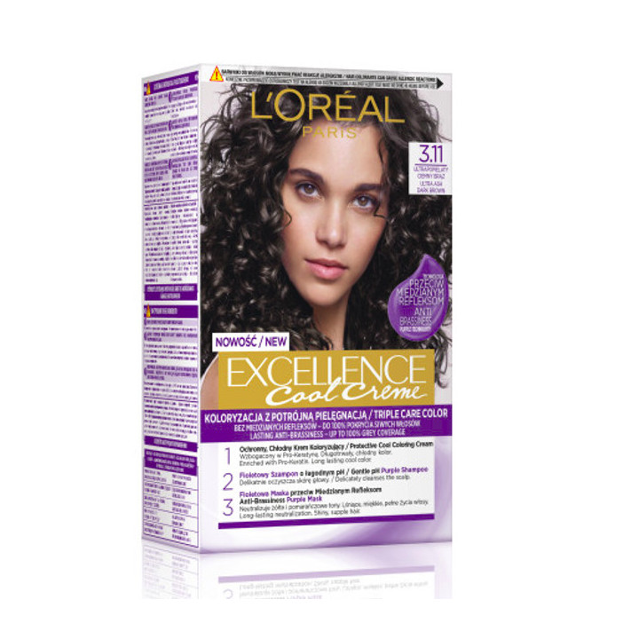 L'Oréal Paris Excellence Creme Farba do włosów 3.11 Ultrapopielaty ciemny brąz