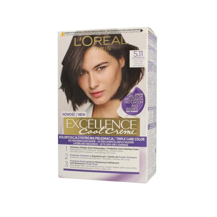 L'Oréal Paris Excellence Creme Farba do włosów 5.11 Ultrapopielaty jasny brąz