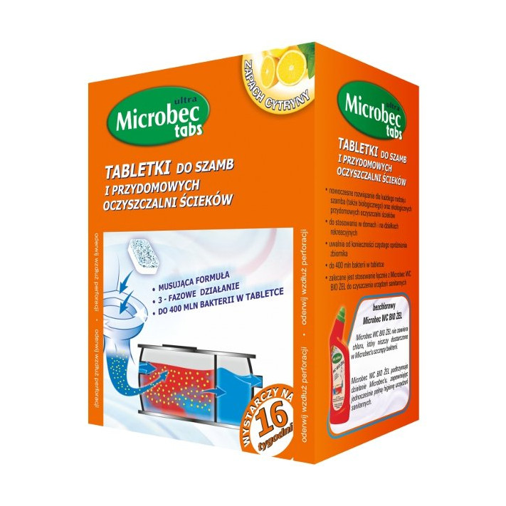 MICROBEC Tabletki do szamb i przydomowych oczyszczalni CYTRYNA, 15 szt