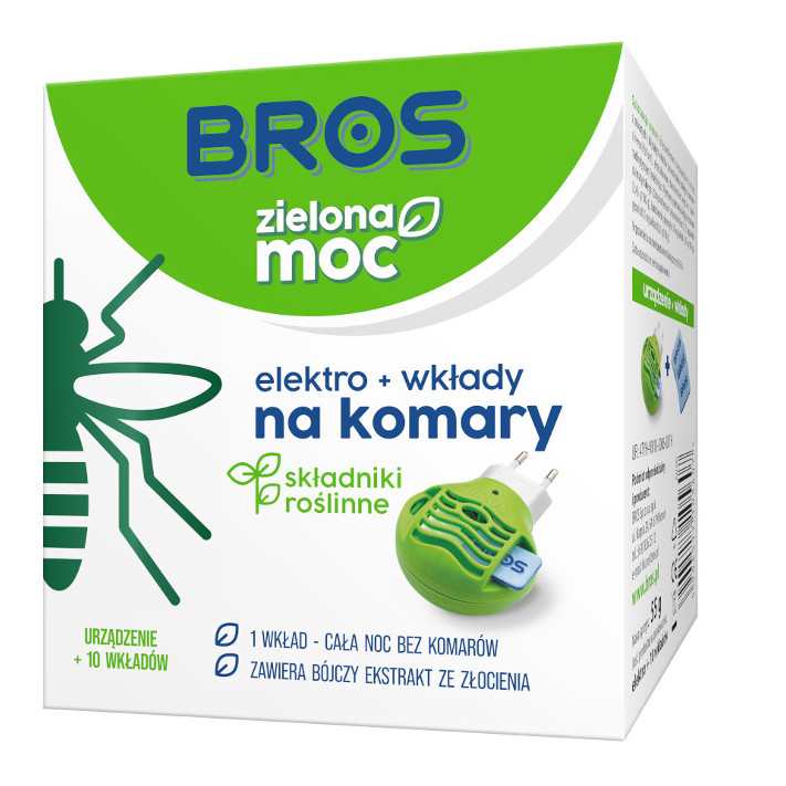 BROS Elektro + wkłady na komary ZIELONA MOC, 1 op