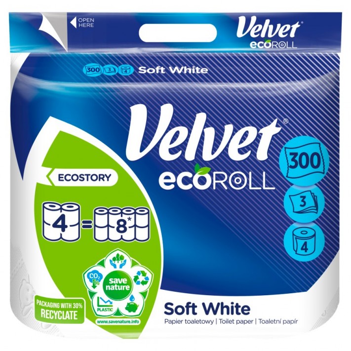 VELVET ecoROLL Papier toaletowy SOFT WHITE, 4 rolki