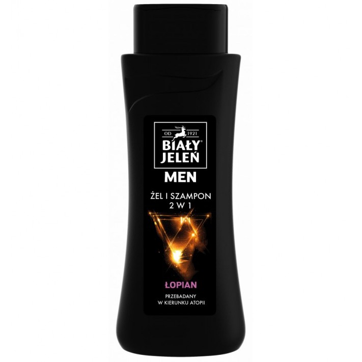 BIAŁY JELEŃ MEN Żel + szampon 2w1 hipoalergiczny ŁOPIAN, 300 ml