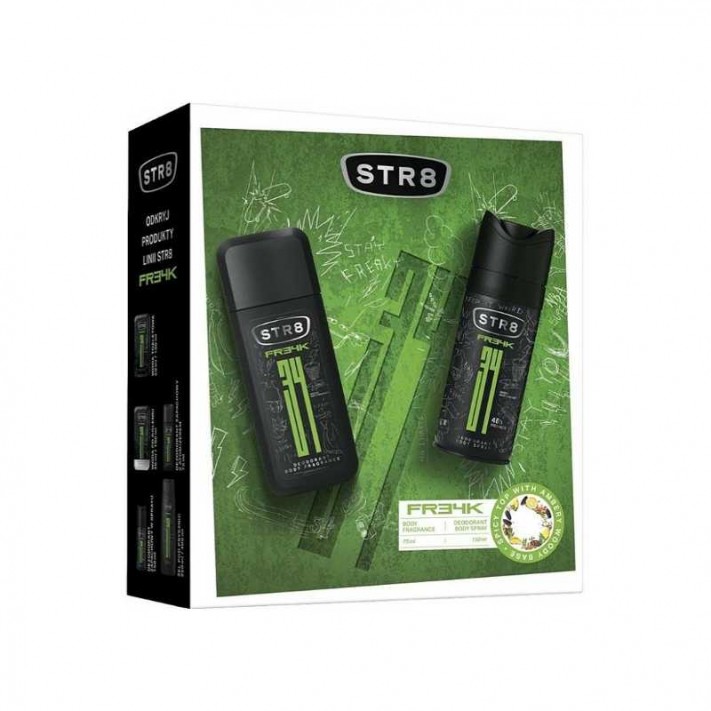STR8 Zestaw kosmetyków  FREAK, Dezodorant zapachowy z atomizerem 75 ml +dezodorant w aerozolu 150 ml