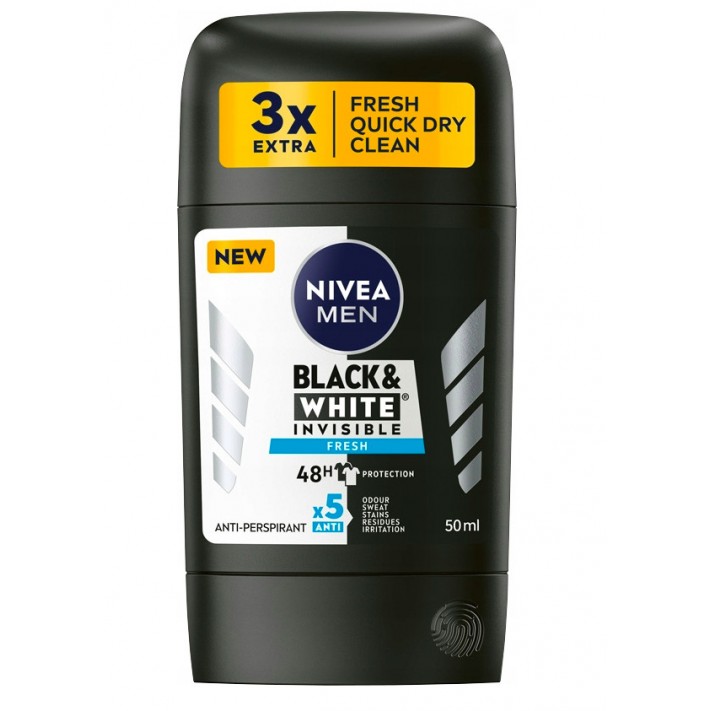 NIVEA MEN Antyperspirant w sztyfcie BLACK & WHITE FRESH, 50 ml