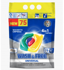WASH&FREE Kapsułki do prania UNIWERSALNE 4w1, 75 szt