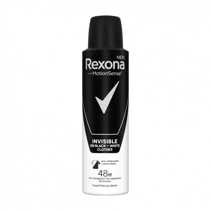 REXONA MEN Antyperspirant w sprayu INVISIBLE BLACK & WHITE, 150 ml