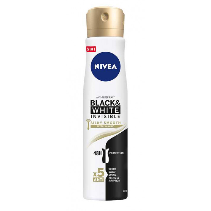 NIVEA Antyperspirant damski w sprayu BLACK&WHITE INVISIBLE SILKY SMOOTH, 250 ml 