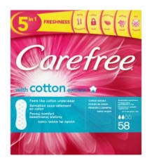 CAREFREE Wkładki higieniczne Cotton Extract 56 szt, 